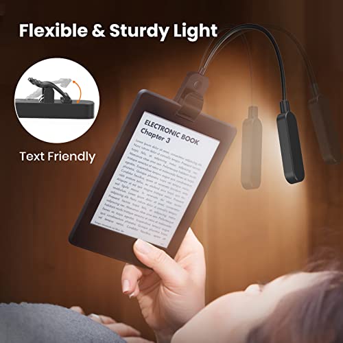 Axx Clip On Rechargeable Book Light, 2 Pack Reading Light For Bed, Led Book Light For Reading In Bed With Adjustable Brightness Settings, 450Mah Battery, 1.5 Ounces Lightweight Clip Lights For Kids #TOP4