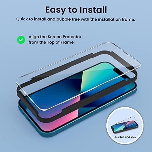 ORNARTO Screen Protector Compatible with iPhone 13 mini with Camera Lens Protector [2+2 Pack], Tempered Glass Film with Easy Installation Tool,[Anti-Scratch][Anti-Shatter][Bubble-Free]