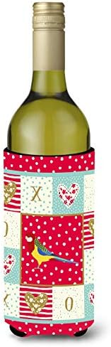 Caroline's Treasures CK5526LITERK Rosella Love Wine Bottle Hugger, Red Bottle Cooler Sleeve Hugger Machine Washable Collapsible Insulator Beverage Insulated Holder image 2