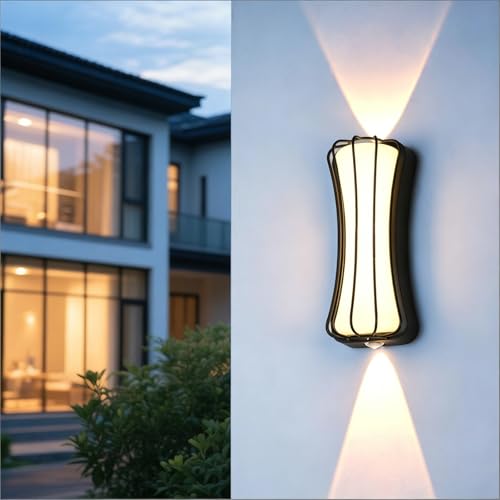 Applique murale aluminium moderne noire IP65, luminaire de qualité supérieure 26cm