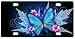 6" X 12" Stylish Flowers & Blue Butterflies Pattern Metal Car Plate,License Plate,Car Tag