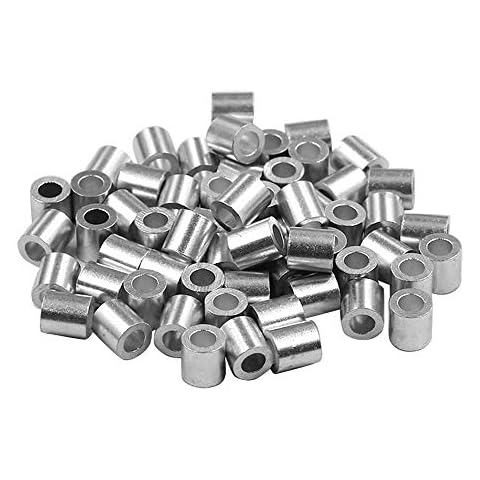 Yoohey 100PCS Aluminum Crimping Loop Sleeve, Wire Rope Stop Sleeve, Crimping Stop Sleeve for Wire Rope Dia. 1/8 Inch Cover