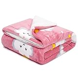 TILLYOU Reversible Plush Sherpa Fleece Baby Blanket for Boys, Girls, Kids, Toddler, Infant, Newborn, 40”x50”- Fuzzy Fluffy Warm Throw Blanket for Toddler Bed, Crib, Stroller, Bassinet, Pet, Pink Cloud