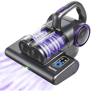 FEPPO Mattress Vacuum Cleaner, 16Kpa Bed Vacuum with 253.7nm UV-C Light Violetgrey