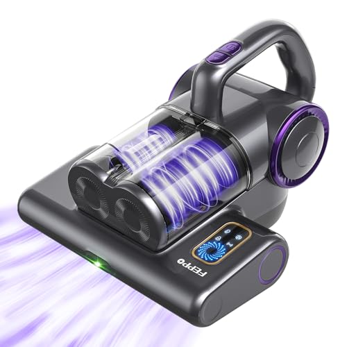 FEPPO Mattress Vacuum Cleaner, 16Kpa Bed Vacuum Cleaner with 253.7nm UV-C Light, 140°F Heat, HEPA Filter & Ultrasonic, Versatile Handheld Vacuums for Bed, Sofa, Couch, Crib(Corded, 500W) Vio