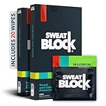 SweatBlock Clinical Strength Antiperspirant Wipes for Men Women and Teens Hyperhidrosis Treatment for Excessive Sweating Up to 7 Days of Sweat Protection Per Use Dermatologist Tested Pack of 20 Wipes