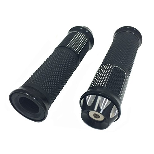 Mmg Motorcycle Scooter Grips 7/8 22 Mm, Aluminum Anti Vibration Soft Rubber, Diamond Black #TOP2