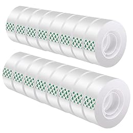 DHOOZ Clear Tape 16 Rolls - Transparent Gift Wrapping Tape Refills, Premium Adhesive for Gifts, Office Tapes Bulk, Desk & Home Supplies - Gift Wrap Tape Rolls