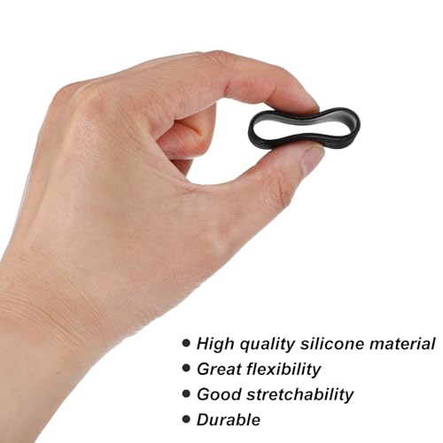 10 PCS Black Tennis Racket Handle Rubber Ring, Tennis Racket Silicone Racquet Grip Ring Racket Grip Bands Rubber Ring, Absorbent Overgrip in Place for Badminton Squash Baseball Racquetball Bat Handle
