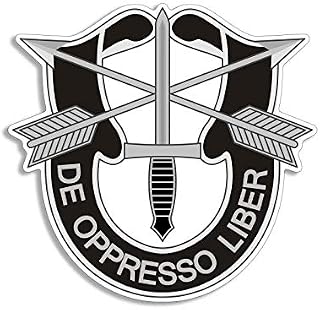 MAGNET 4x4 inch BW Army Special Forces Crest Shaped Sticker - decal de opresso liber us Magnetic vinyl bumper sticker sticks to any metal fridge, car, signs