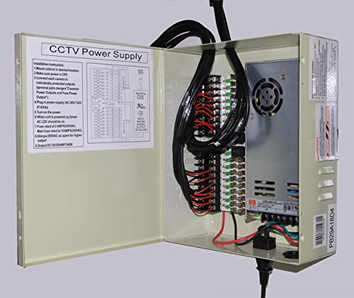 Installercctv 18 Output 29 Amp 12V Dc Cctv Distributed Power Supply Box For Security Camera, Dvrs. Ul Listed #TOP3