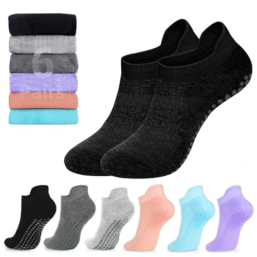 Socksy Pilates Grip Socks for Women Men Size 9-11 Yoga Non Slip Grippy Soccer Womens Hospital Barre Black Barefoot Grippers Essentials Non Skid Socks For Elderly