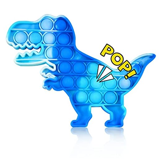 NUFR Push Fidget Pop Sensory Toys, Tie-dye Dinosaur Soft Silicone Anxiety and Stress Relief Toys Logic Popping Game Board for Kids and Adults (Blue)
