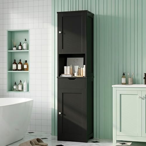 Vongrasig Tall Freestanding Storage Cabinet Black