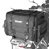 Rhinowalk Bolsa para selim de motocicleta, bolsa traseira de motocicleta, impermeável, expansível, mala de viagem para esportes motorizados, 80 L (preto)