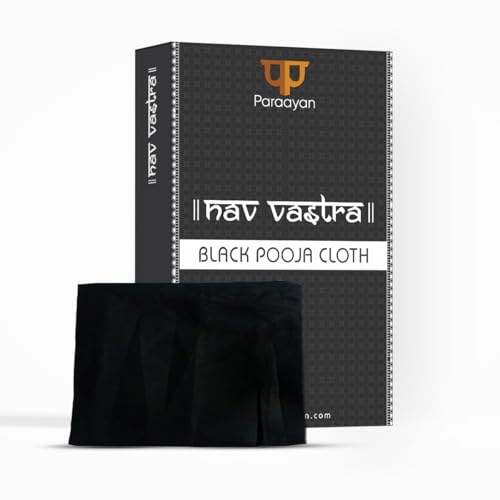 Image of Cloth for Pooja | Handwoven from Fine Fabric, Cotton Puja Kapda for Home Temple | Pack of 1 | 1.25 Meter (Pooja Vastra) (Black)