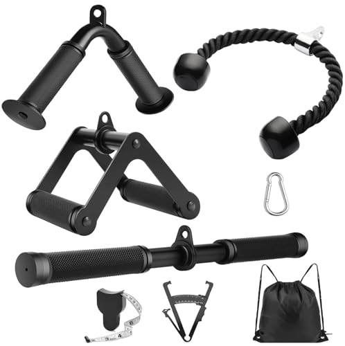 Cable Machine Attachment LAT Pulldown Attachments Cable Machine Accessories for Home Gym Weight Workout (Black-4)