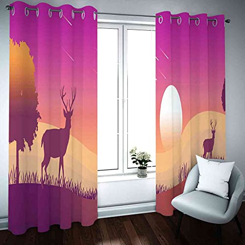 Rideaux occultants d'enfant forêt pleine lune polyester 3D - 3