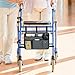 Walker Bag Multiple Pockets Walker Basket for Folding Walker with Cup Holder Bag for Walkers for Seniors Rollator Accessories Bag Grey