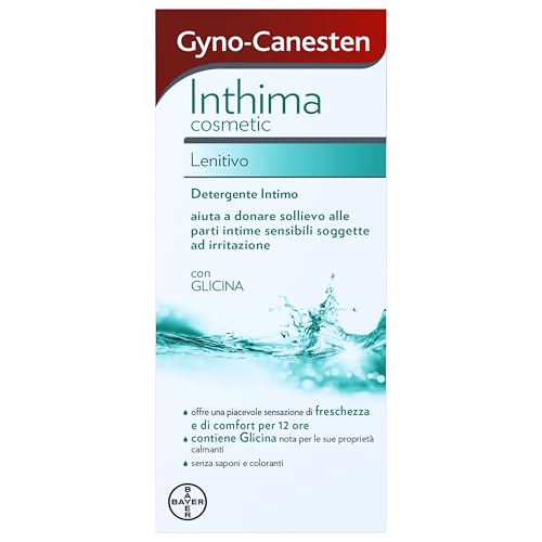 Gyno-Canesten Inthima Cosmetic Lenitivo per Igiene Intima, Detergente 12 Ore di Comfort e Freschezza, Donna e Uomo con Glicina 200 ml