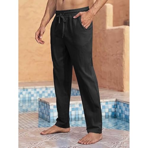 Pantalon homme lin coton ample pour éviter la chaleur en été
