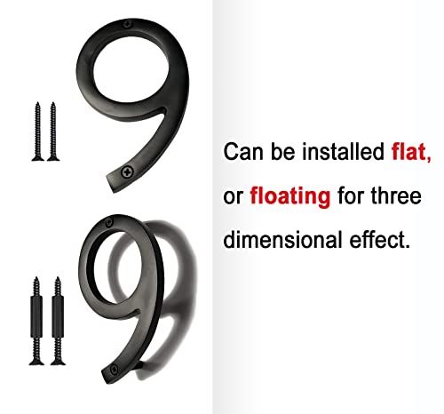 6 Inch Nach Floating Mount House Address Shadow Number For Outside Or Inside, Mailbox Number For Outside, Front Door, Garage Door, Black Aluminum, Number 9, Maximum Rust Protection, Hh-Sdw6-Blk-9 #TOP1
