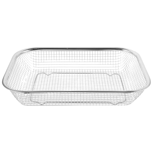 1 colino in acciaio inox in acciaio inox, per lavello della cucina, filtro in metallo, quadrato sopra il colino per friggitrice, rettangolare, mini cestino per patatine fritte
