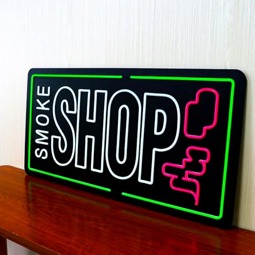 35"x18" Extra Large Neon LED SMOKE SHOP Sign for Business, Super Bright Unique Design with Sturdy Chain, High Visibility for Stores Retail Shop Window by Yealusen - Used condition - Image 5