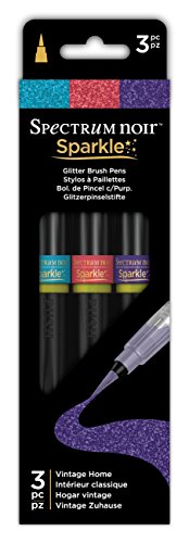 Spectrum Noir Sparkle Glitter Brush Pen Vintage Home, 3 Piece (SPECN-SPA-VINH3)