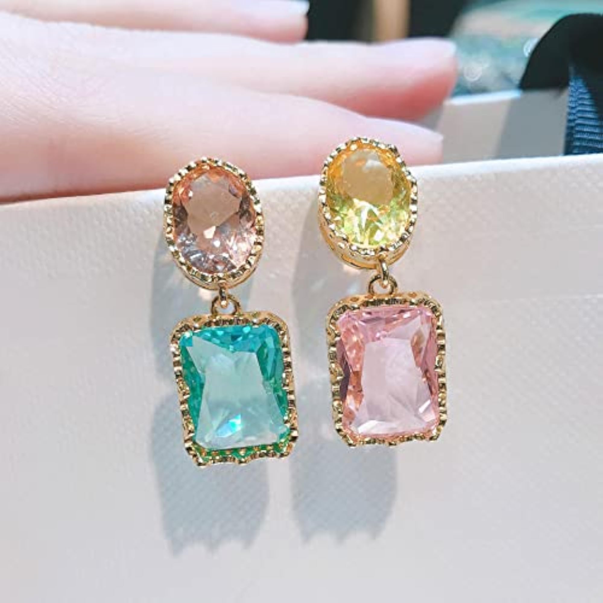 Crystal Drop Earrings Gold-toned Glamour Spark Drop Earrings