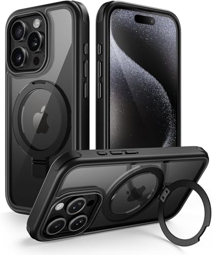 Coque iPhone 15 Pro transparente haut de gamme avec anneau noir