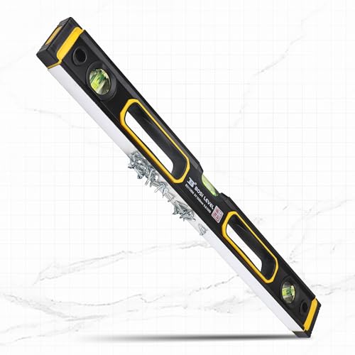 B BOSI TOOLS 24-Inch/600mm Magnetic Bubble Level Dual-View with High Strength Aluminum Alloy Frame Accuracy 180/45/90 3-Vial Shock Absorbing End Cap Professional for Leveling & Measuring