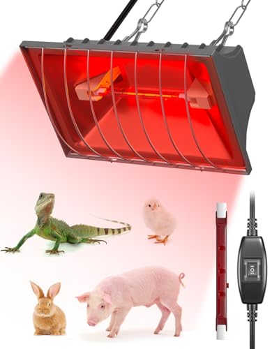GlowUp Lampe Chauffante Poussin 275W, Inclure 1x 175W Ampoules de Chauffage Infrarouges, Lampe Chauffante Chiot pour Volailles, Poulet Coop, Poulet Broyeur, Canard, Cochons, Agneaux (Gris)