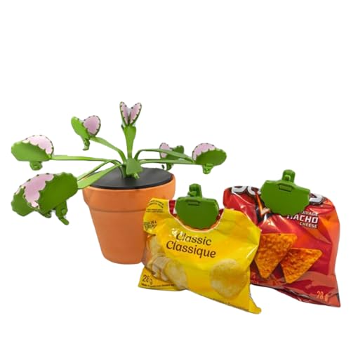 3D-Printed-Venus-Flytrap-Plant-Snack-Clips-Potato-Chip-Bag-ClipsChip-Clips-Heavy-DutyBag-Clips-for-Food-StorageFake-House-PlantUnique-Home-Decor-9pcs-Green
