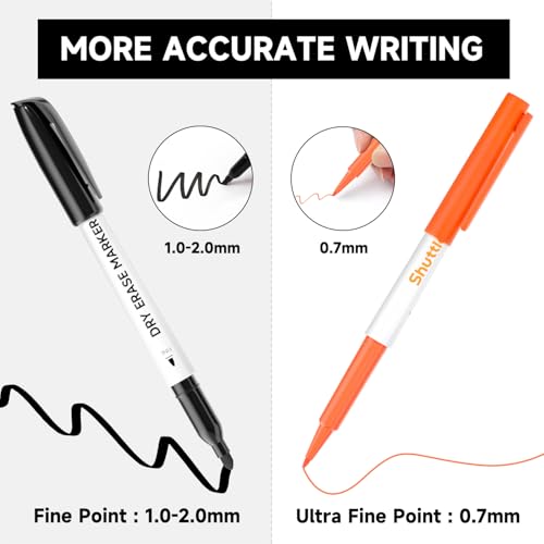 Image of Shuttle Art Ultra Fine Dry Erase Markers, 15 Colors Whiteboard Markers with Erase, Dry Erase Markers Perfect For Writing on Whiteboards, Dry-Erase Boards,Mirrors for School Office Home