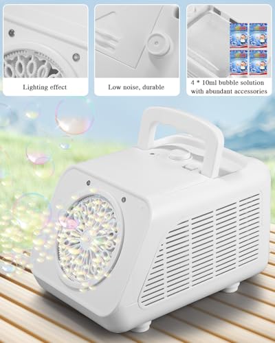Seifenblasenmaschine,Bubble Machine,Seifenblasen Hochzeit,Seifenblasenmaschine Automatischer Blasenmacher, Blasenmaschine, Passend für Hochzeiten/im Freien/Parteien/Geburtstage (Weiß)