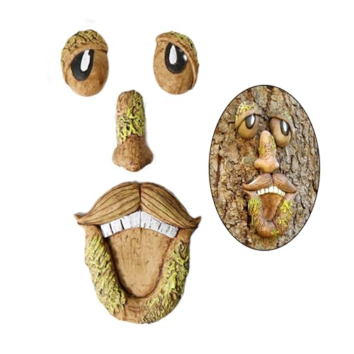 Molyorch Garden Funny Old Man Face Escultura, Art Tree Trunk Decoración, 3D Tree Face Decorations, para Decoración del Jardín, Actividades Temáticas, Fiesta Festiva