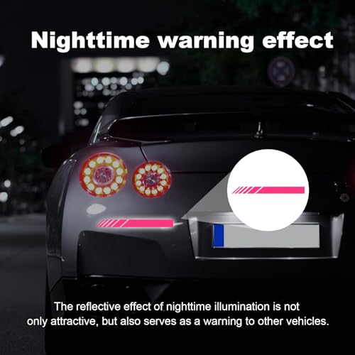 Image of Augeny 2 PCS Car Rear View Mirror Stickers, Waterproof Vinyl Auto Side Rearview Mirror Stripes, Universal Reflective Anti-Collision Striped Warning Decal for Most Vehicles (Pink)