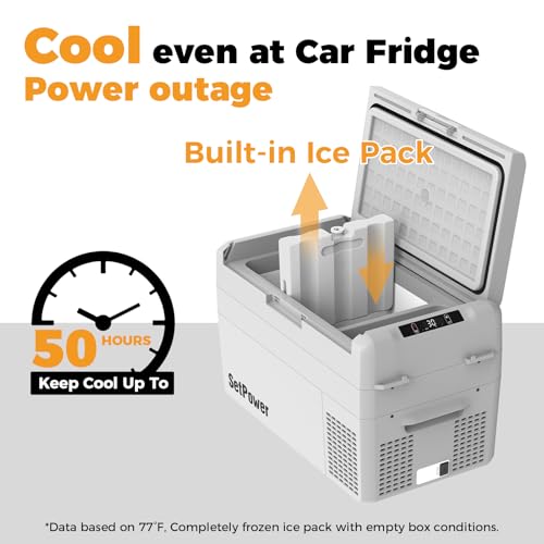 Image of Setpower Car Refrigerator 50 Hours Backup Cooling 27 Quart 12 volt Fridge Portable Car Freezer 12V Coolers for Vehicles Electric Cooler for Car Camping Truck Van RV SUV Road Trip Travel (RF25 Grey)