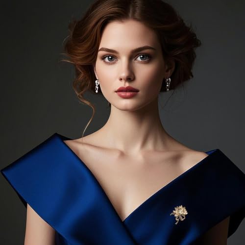 Image of Rhinestone Brooch Pin for Women Elegant Crystal Flower Bouquet Brooches Lapel Pin Wedding Party Dress Accessories for Wife Mom Birthday Gifts