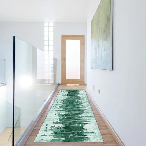 Alfombra por metros abstracta verde oscuro con diseño textil refinado 6