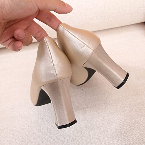Women's Closed Pointed Toe Chunky Block High Heels Slip On Office Wedding Dress Pumps Shoes for Women 3 Inches4