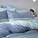 mixinni Geometric Duvet Cover Queen Soft Cotton Blue Patchwork Modern Bedding Set with Zipper Ties Mint Green Duvet Cover Set Perfect for Him and Her, Easy Care, Soft and Durable-Queen/Full Size