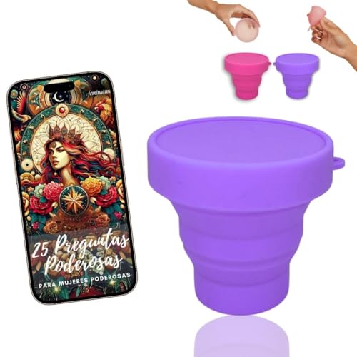 Esterilizador Copa Menstrual. Vaso Esterilizador Copa Menstrual y Disco Menstrual, Esterilización en Microondas Silicona Tamaño Grande- 200 ml-, Hervidor Copas MenstrualesPlegable. (Morado)