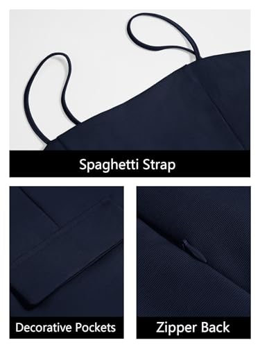 Image of Wenrine Womens Sleeveless Mini Dress Summer Spaghetti Strap Zipper Back Slim Fit Party A Line Dresses