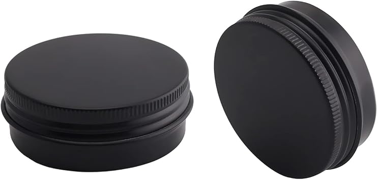 Othmro 2pcs Aluminium Tin Jars, 1oz Small Containers Tins with Screw Lids, Empty Can Travel Tins for Candles, Cosmetic, Soap Black 30ml/1oz