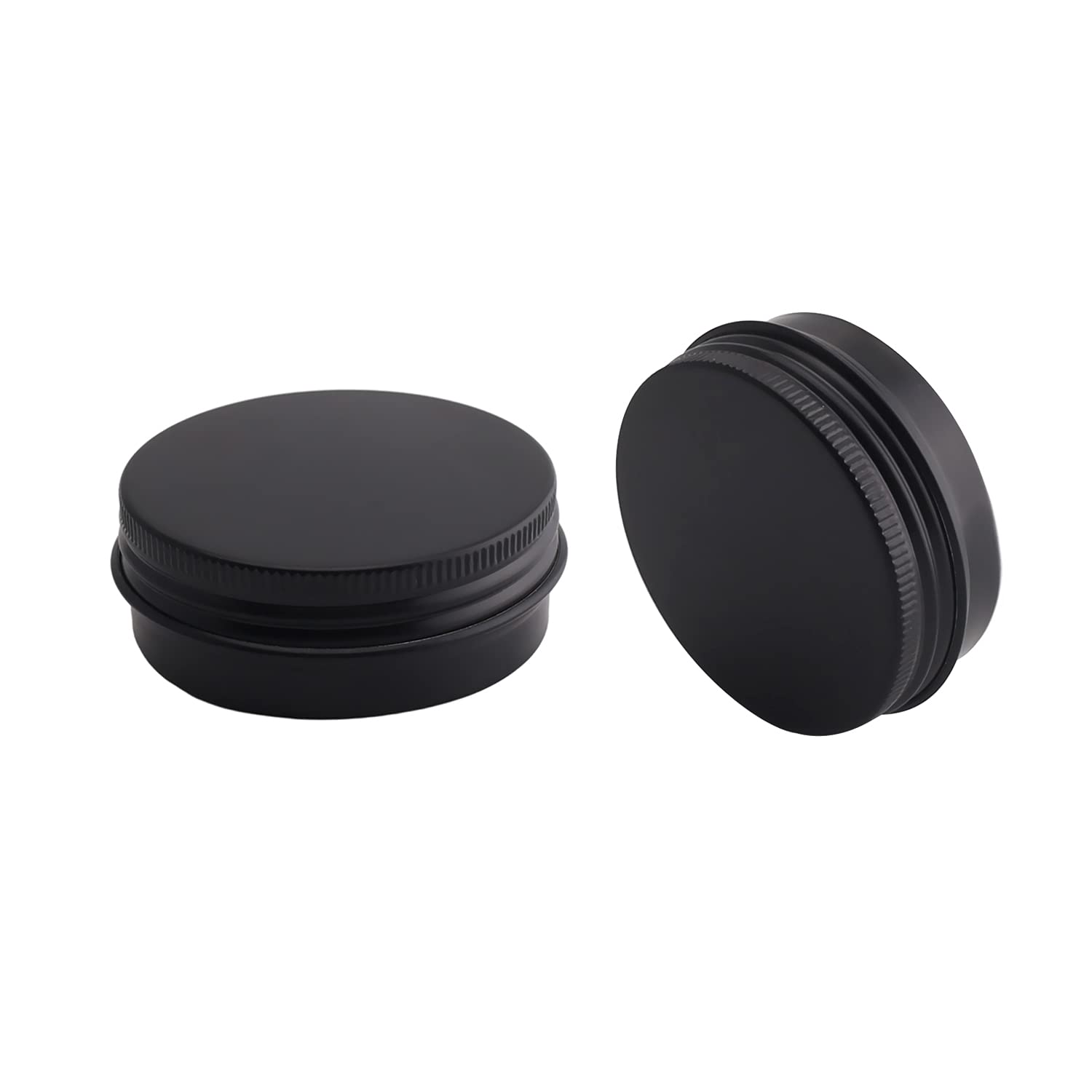 Othmro 2Pcs 1oz Metal Round Tins Aluminum Tin Cans Jar Refillable Containers 30ml Tin Cans Tin Bottles Containers with Screw Lid for Salve Spices Lip Balm Tea Candies Black 1.96×0.78in(DxH)