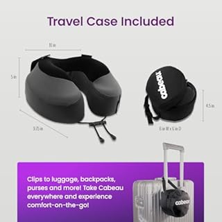 Cabeau Evolution S3 Travel Pillow - Memory Foam Neck Pillow for Airplane and Long Flights with Seat Straps for Head and Neck Support, 360 Degree Support (Steel Grey)