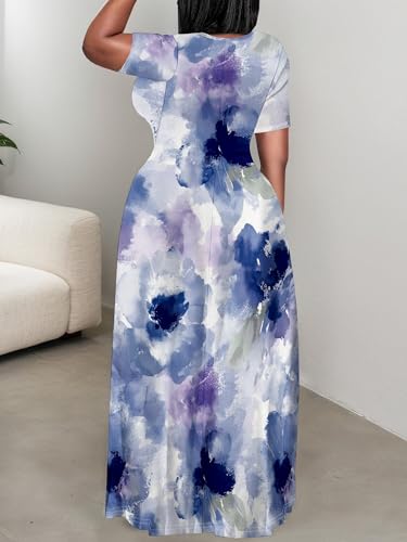 Image of Plus Size Maxi Dresses for Curvy Women T-Shirt Summer Sun Dresses Loose Fit
