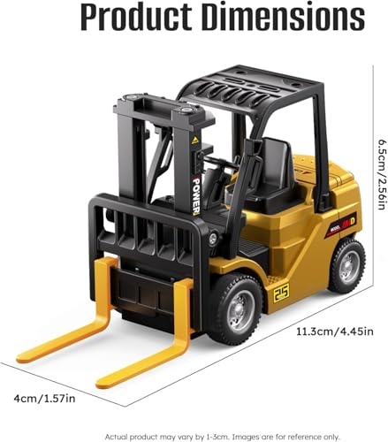 Image of PLUSPOINT 1 /64 RC Forklift Toy, Remote Control Forklift Truck with Rechargeable Battery, 10 Channel 2 Modes, Transformable Lift Fork & Hook, Lights & Sounds, Construction Toy Gift for Kids Boys